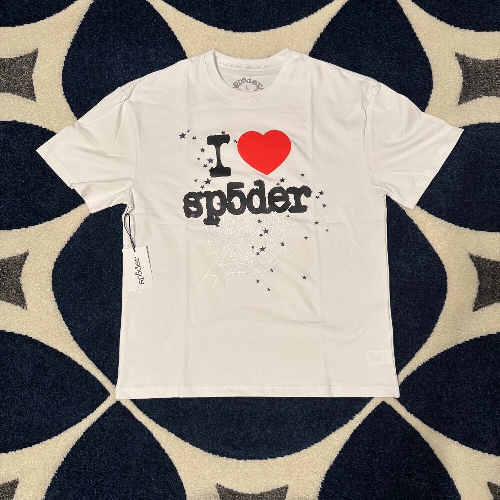I Heart Sp5der White Short Sleeve Tee Size Large